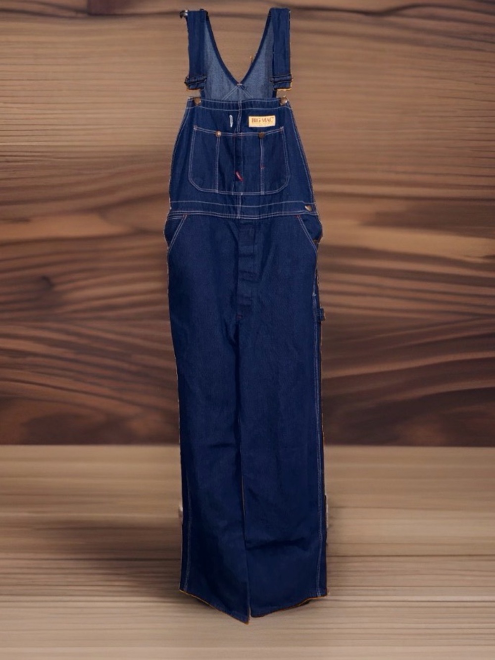 Vtg 90’s Big Mac Men's Dark Blue Denim Button Fly Overalls34”x34”-EC